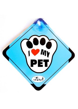 Vacky Pet Car Signs with Caption I Love My Pet - (6X6) Inch 